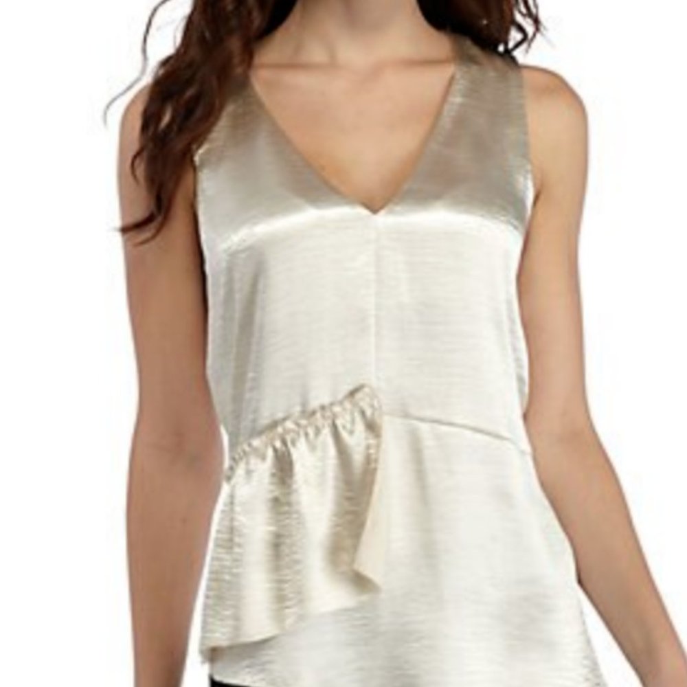 KENSIE Womens Gold Sleeveless V Neck Top Size: XL